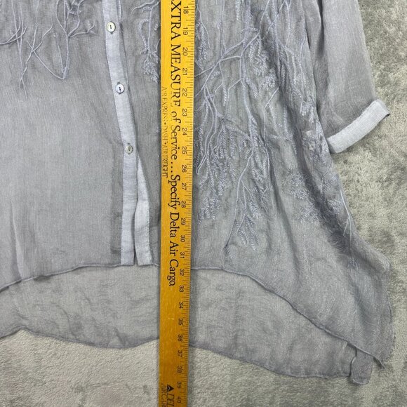 Ethereal Sheer Button Down Tunic Blouse Womens Embroidered Top Fairy Whimsigoth - Picture 10 of 12